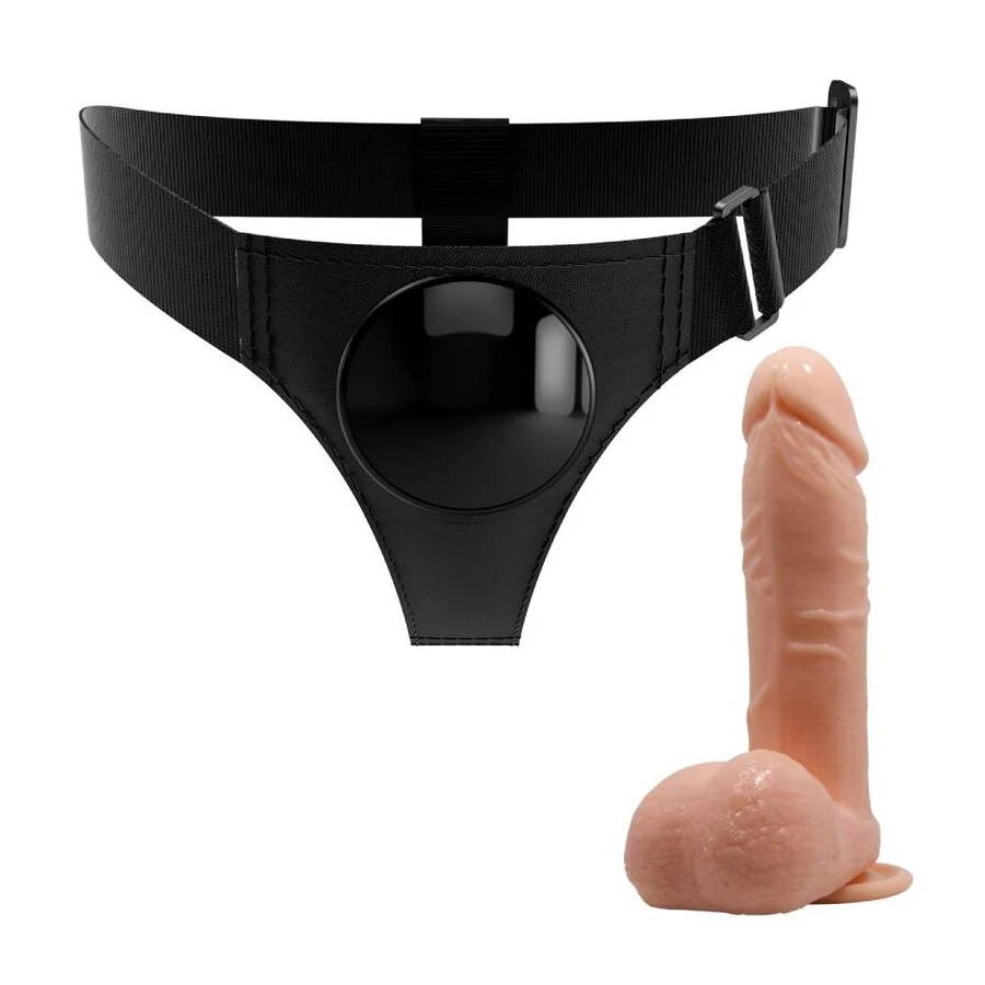 PRETTY LOVE - IMBRAGATURA SLIP UNIVERSALE CON DILDO TOM 20 CM NATURALE